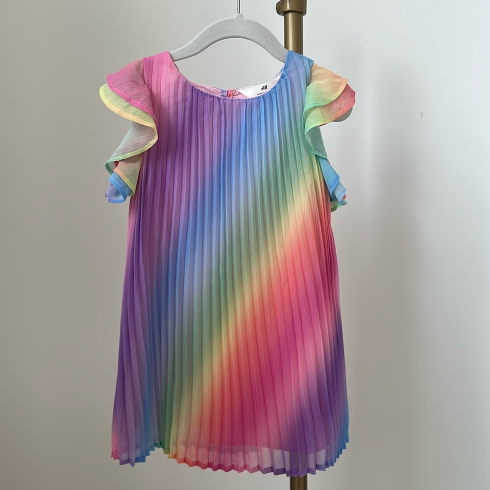 H&M rainbow toddler dress with flutter sleeve